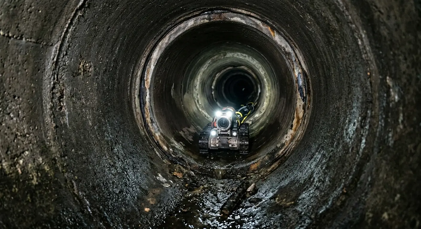 Robotic sewer camera inspecting pipe interior for Sewer Line Repair in Pleasant Run